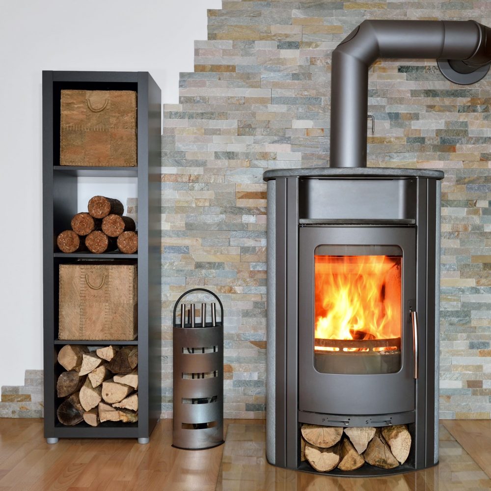 Stand alone woodburner in scandi style setting woodfuel coop