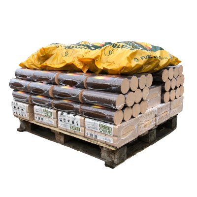 Large Stove Mix with Beech Netsro and Enviro-brick heatlogs briquettes - Wood Fuel Co-operative