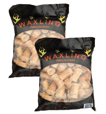 Two bags of waxling wood wool firelighters. Packs of 40. Woodfuel Co-operative