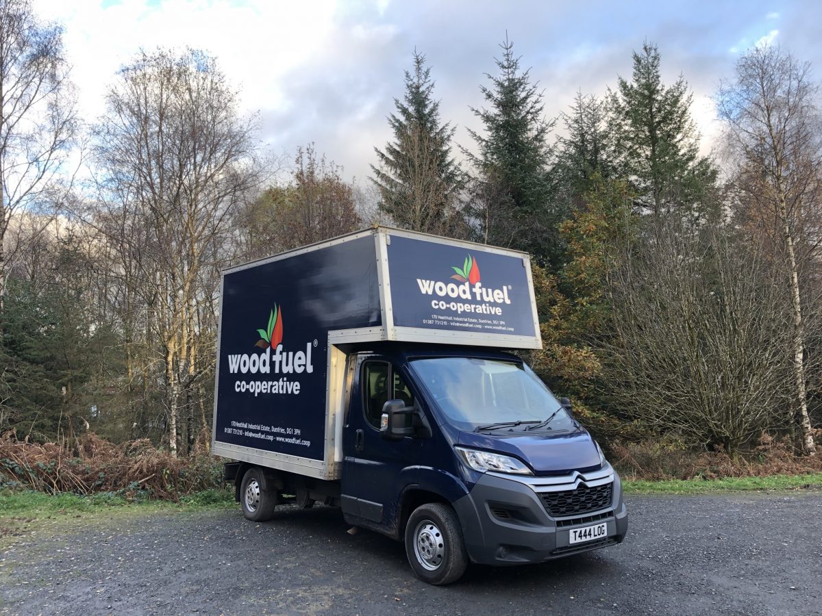 woodfuel coop delivery van on charitable work