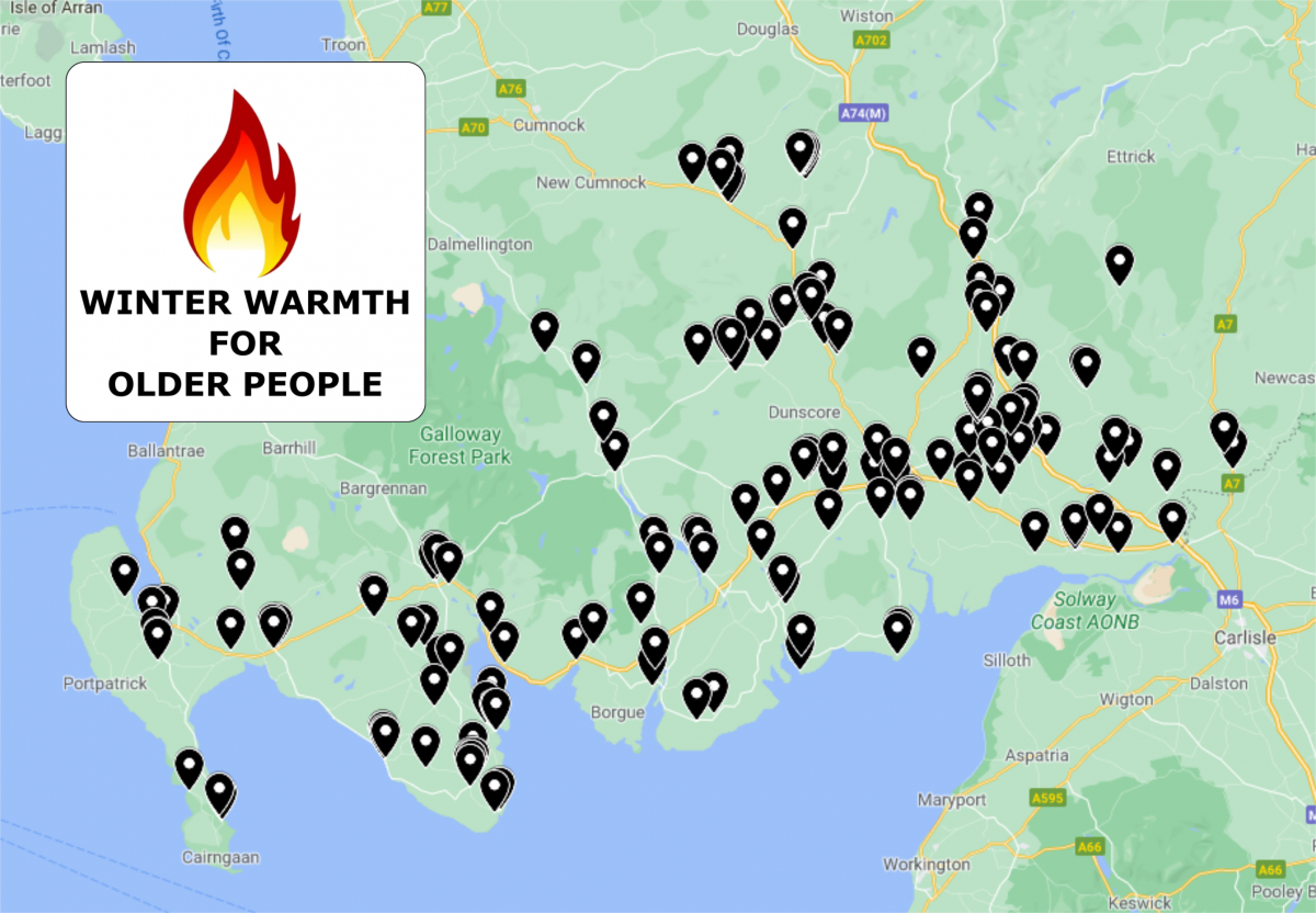 A map of Winter Warmth deliveries - Wood Fuel Co-operative