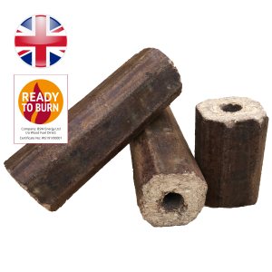Hotties heatlogs with Best of British and Ready to Burn logos - Wood Fuel Coop