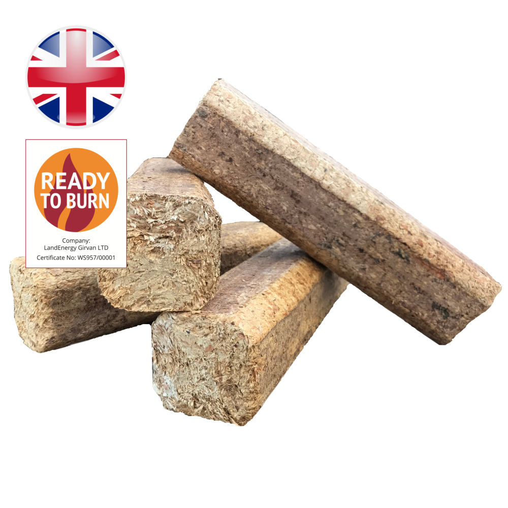 Woodlets briquettes with Best of British and Ready to Burn logos - Wood Fuel Coop