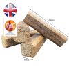 Four Woodlets Briquettes Ready to Burn and UK Flag | Wood Fuel Coop